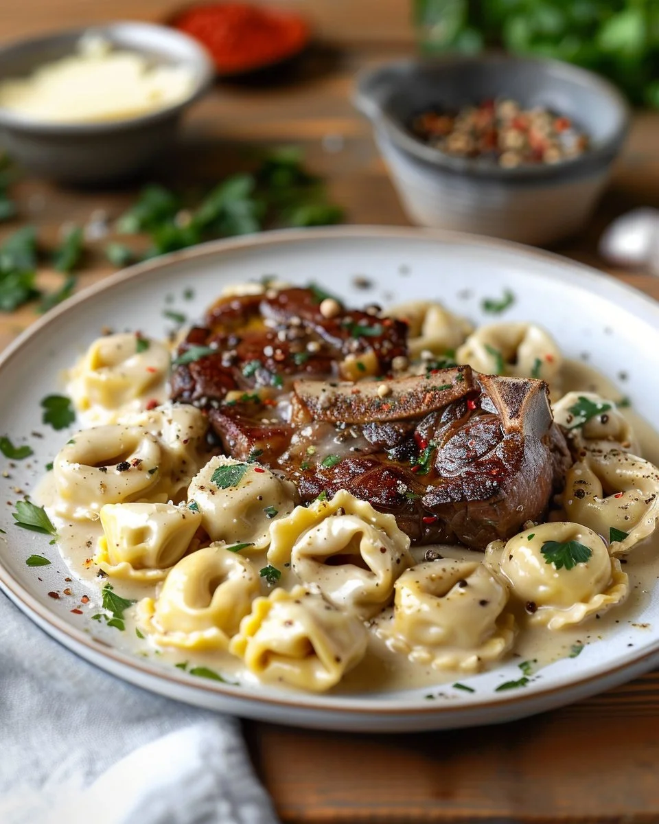 Cracked Garlic Steak Tortellini in Creamhouse Sauce Bliss