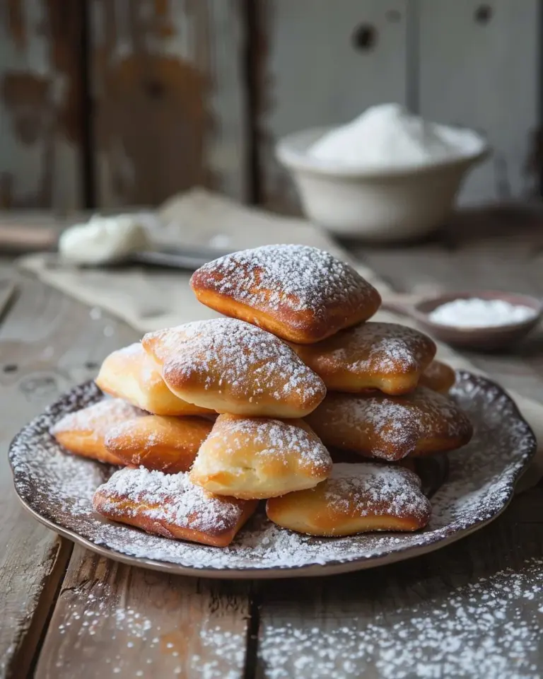 Deliciously light and fluffy buttermilk beignets dusted with powdered sugar.