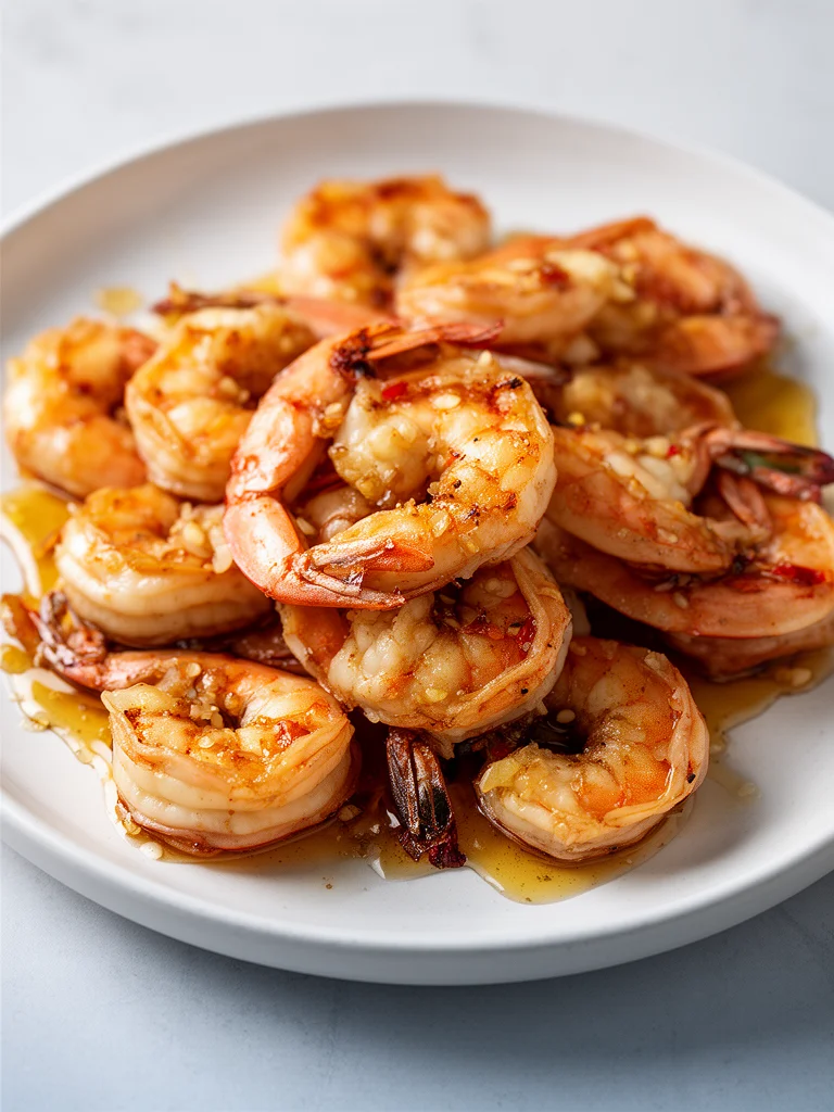 High-protein honey garlic shrimp dish served on a plate