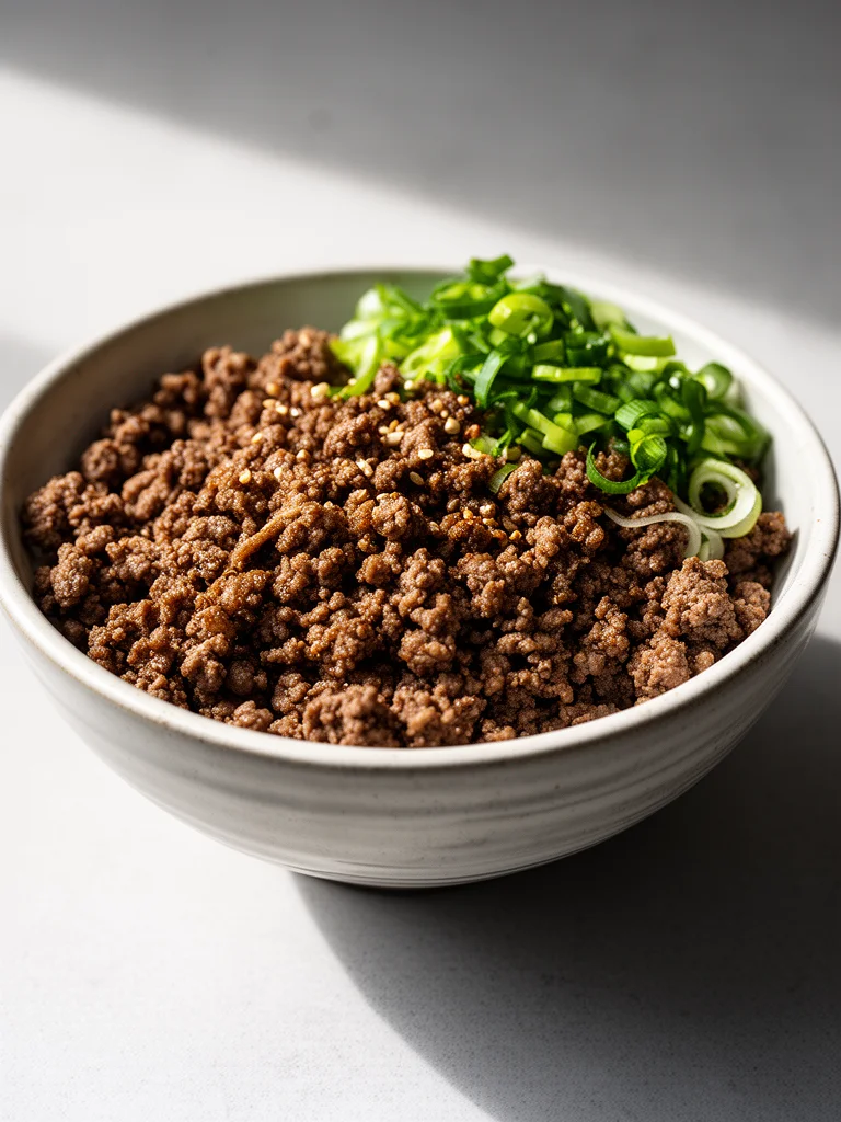 Korean Ground Beef Bowl with fresh ingredients and vibrant colors