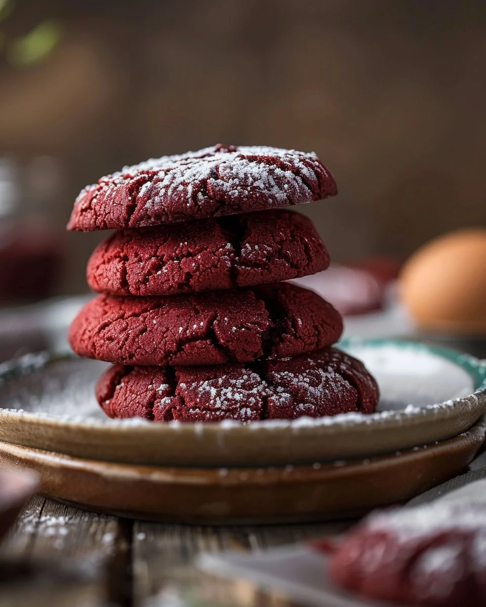 Red Velvet Crinkle Cookies