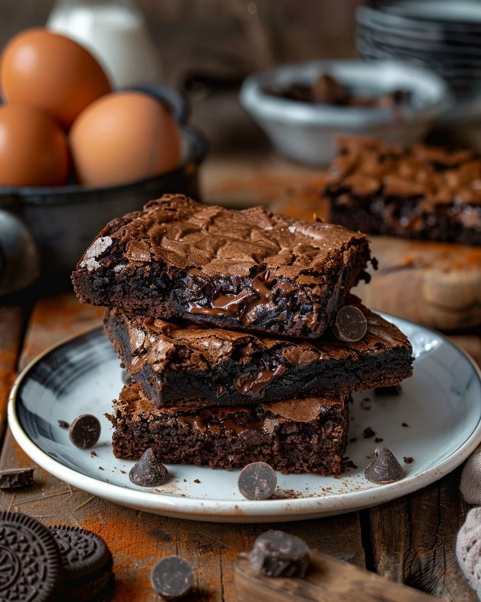 Decadent slutty brownies with cookie dough and Oreos layered for a rich dessert experience.