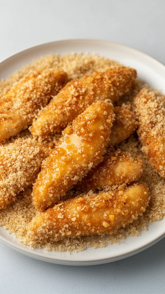 Air fryer honey butter garlic chicken tenders served on a plate