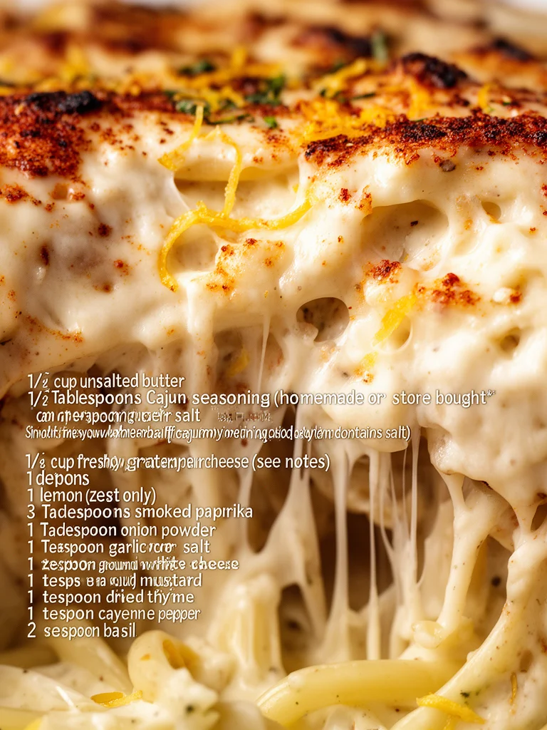 Cajun Alfredo sauce with creamy texture and seasoned spices.