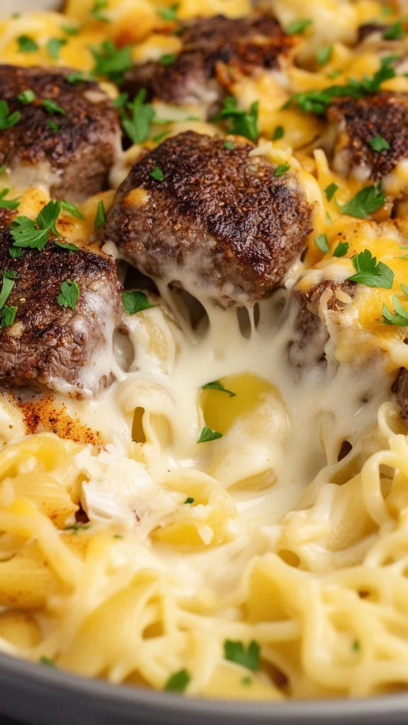 Cajun Steak Bites with Cheesy Garlic Pasta