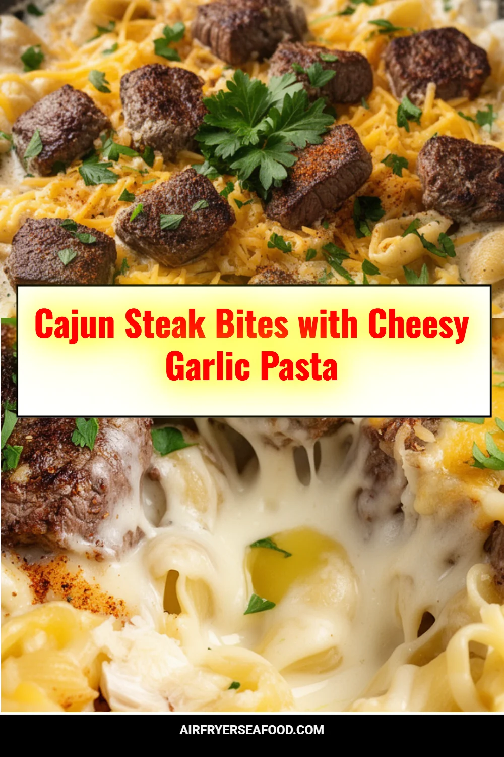 Cajun Steak Bites with Cheesy Garlic Pasta