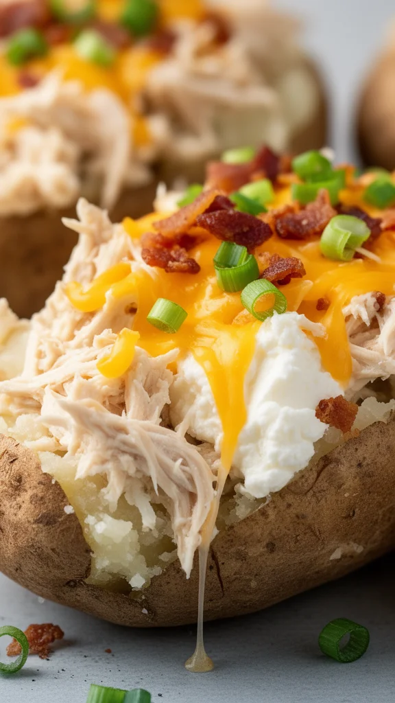 Crack Chicken Stuffed Baked Potatoes
