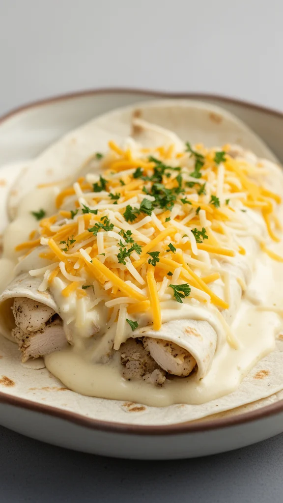 Creamy Cheesy Chicken Alfredo Wraps Delight