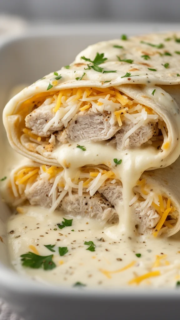 Creamy Cheesy Chicken Alfredo Wraps Delight