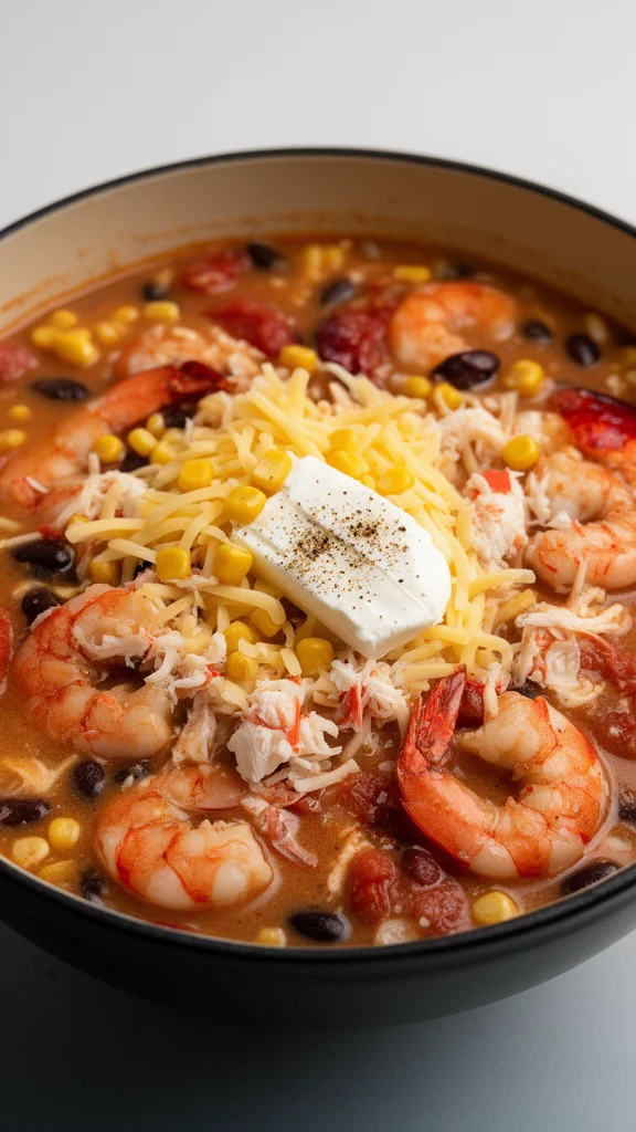 Easy Creamy Seafood and Shrimp Chili