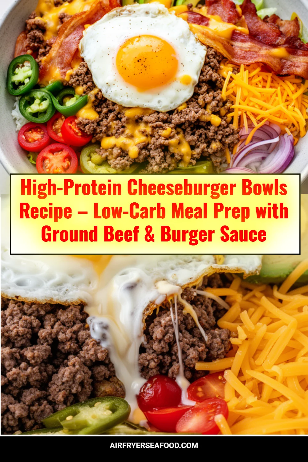 High-Protein Cheeseburger Bowls Recipe – Low-Carb Meal Prep with Ground Beef & Burger Sauce