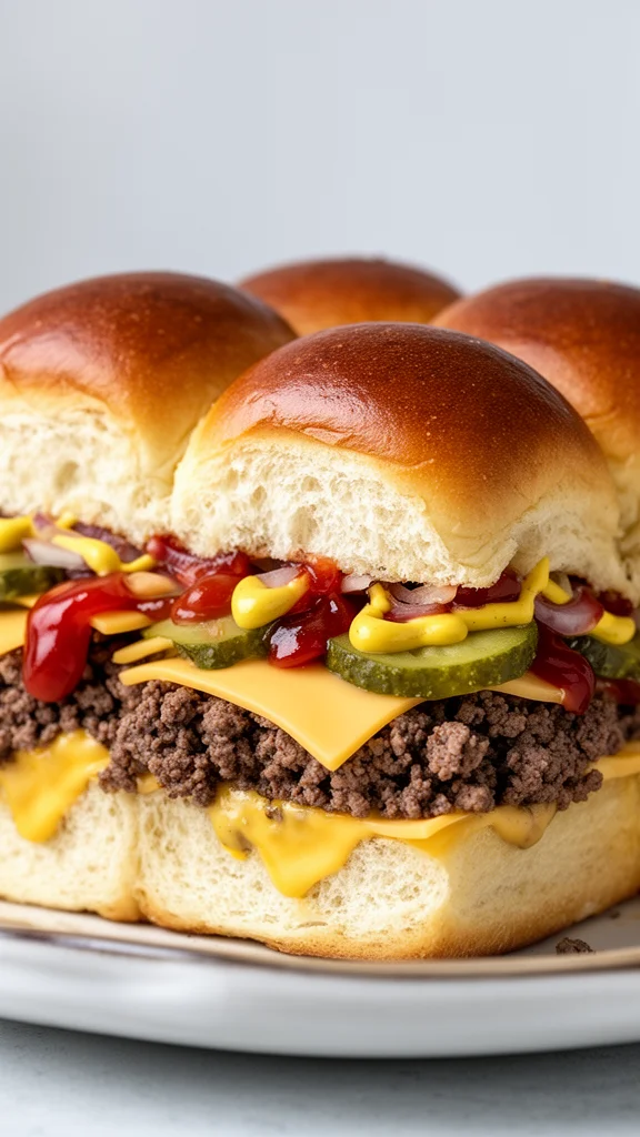 Juicy Cheeseburger Sliders with Hawaiian Rolls