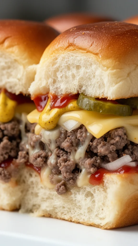 Juicy Cheeseburger Sliders with Hawaiian Rolls