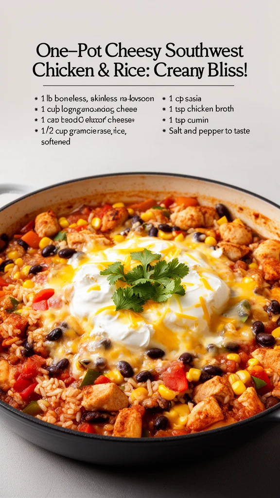 One-Pot Cheesy Southwest Chicken & Rice: Creamy Bliss!