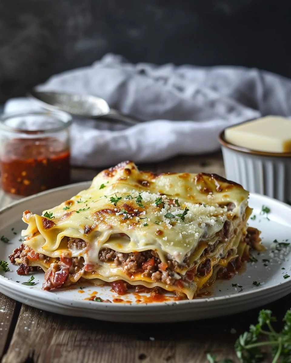 Parmesan Garlic Bacon Cheeseburger Lasagna Recipe