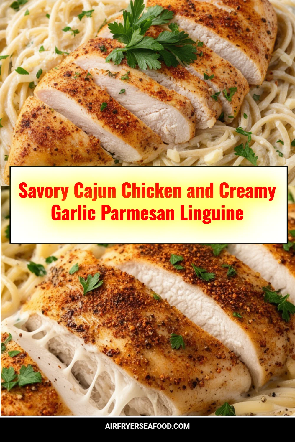 Savory Cajun Chicken and Creamy Garlic Parmesan Linguine