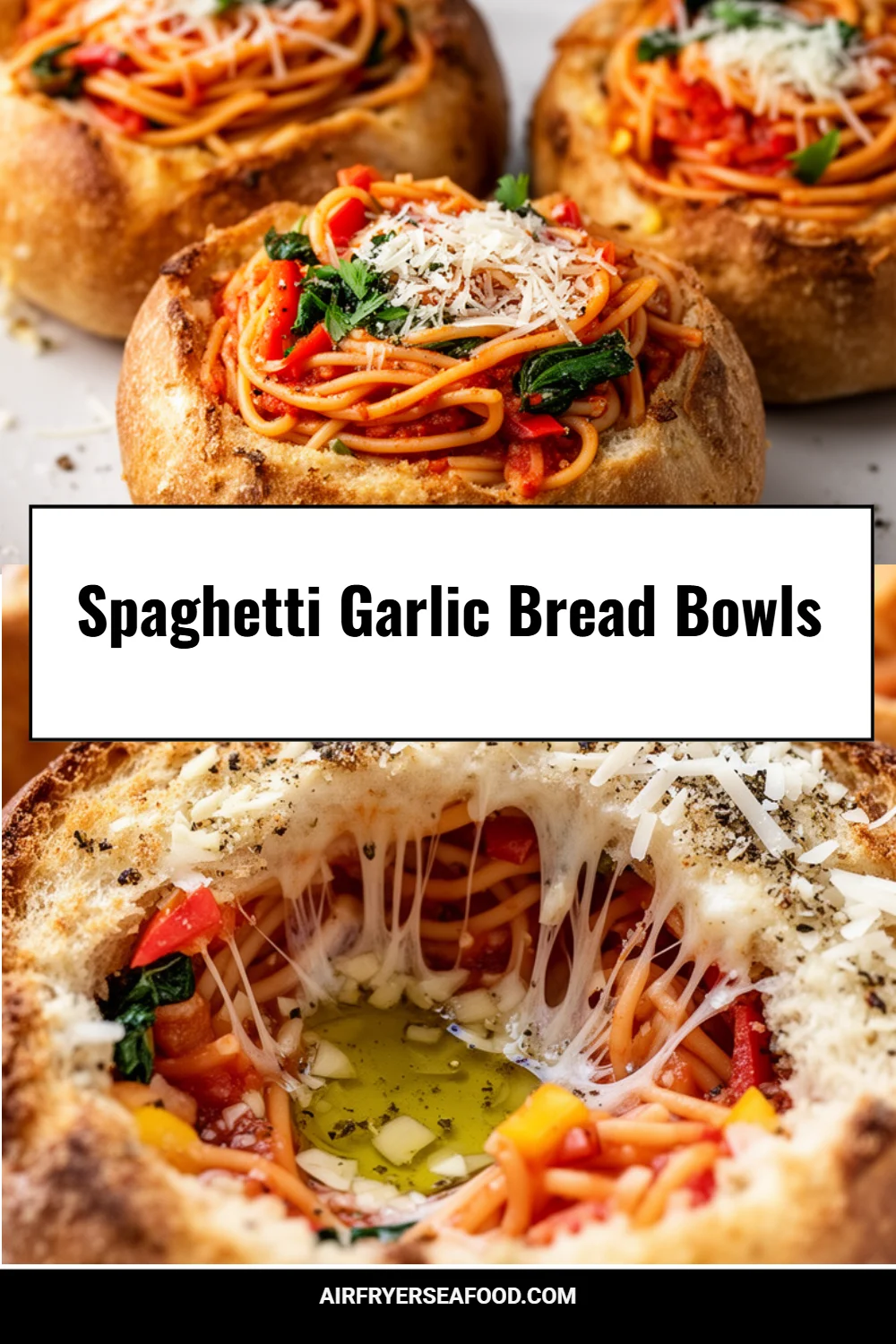 Spaghetti Garlic Bread Bowls